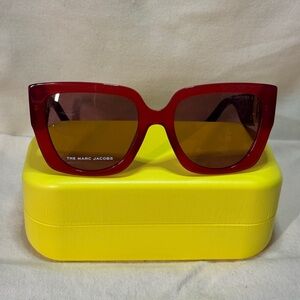 Marc Jacobs Red burgundy Cat-Eye Sunglasses with Tinted Lenses n case